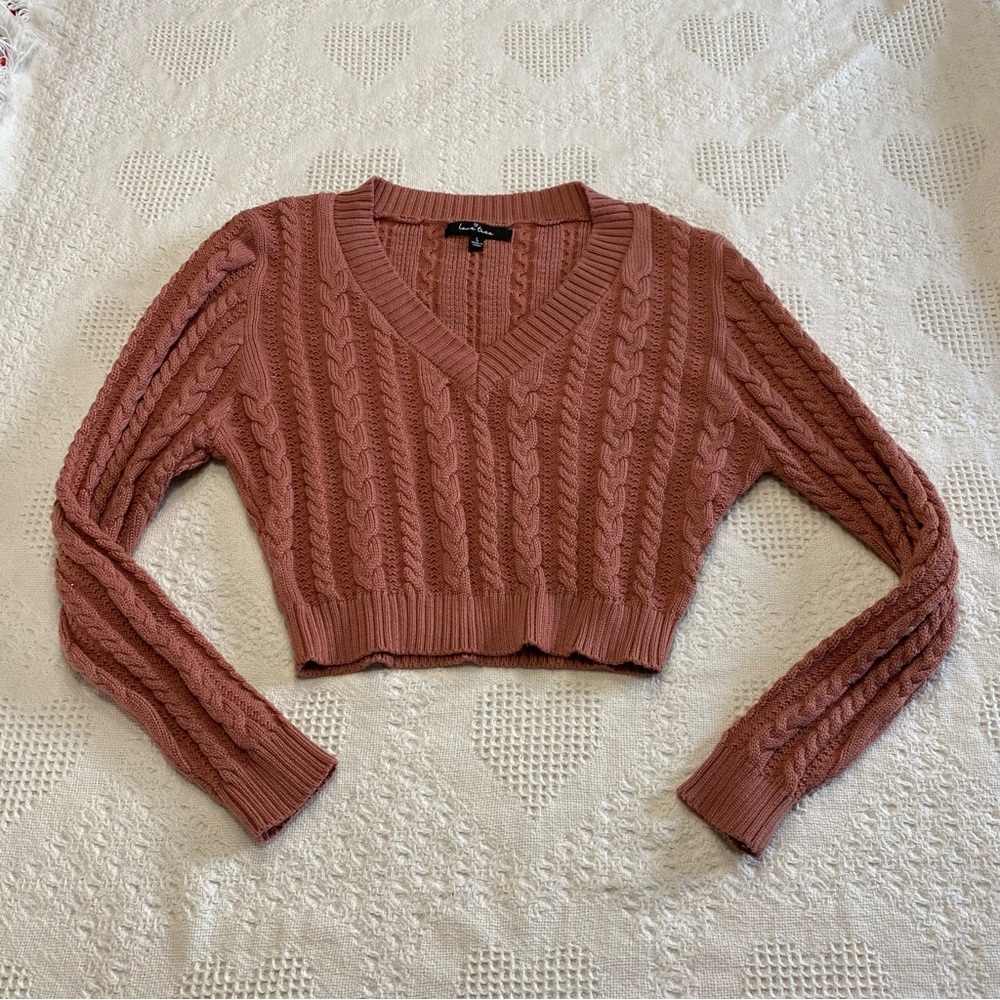 Love Tree Pink Cropped Sweater (L)